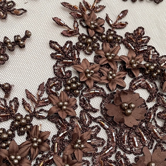 Handmade lace embroidered sequins beaded fabric gown dress 2.5 yard 50” width - Picture 10 of 10